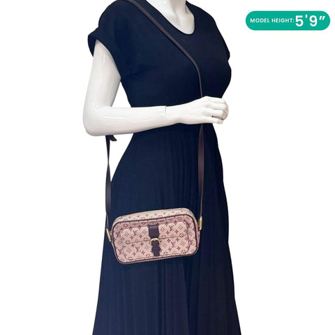 LOUIS VUITTON Juliette MM Monogram Mini Lin Canvas Crossbody Bag Burgundy