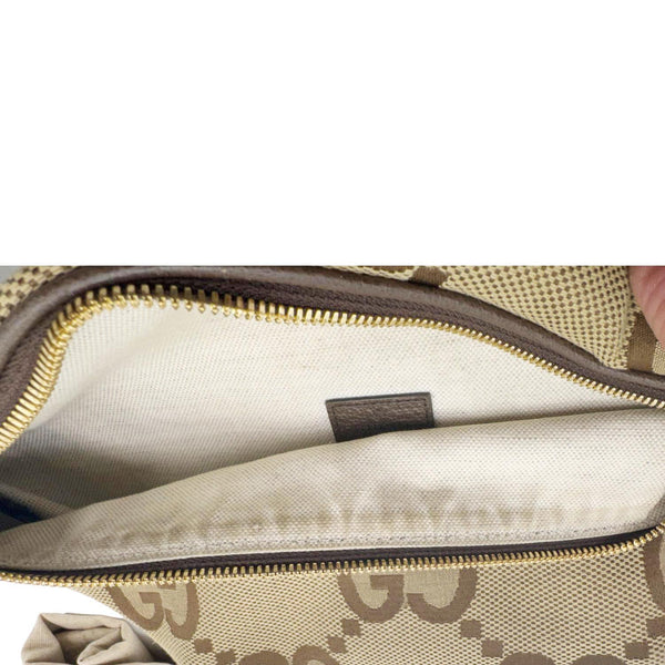 GUCCI Jumbo GG Canvas Leather Belt Bag Brown 696031