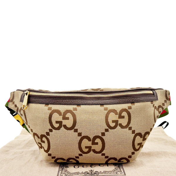 GUCCI Jumbo GG Canvas Leather Belt Bag Brown 696031