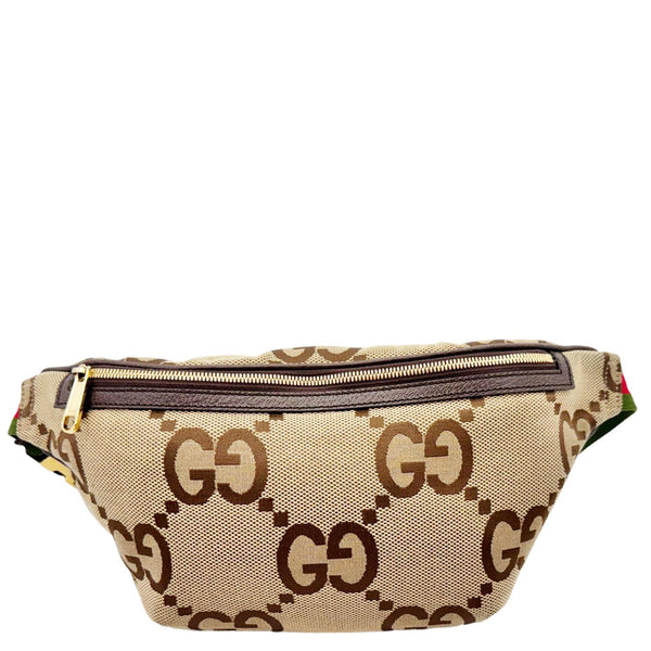 GUCCI Jumbo GG Canvas Leather Belt Bag Brown 696031