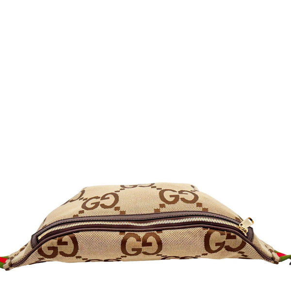 GUCCI Jumbo GG Canvas Leather Belt Bag Brown 696031