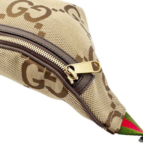 GUCCI Jumbo GG Canvas Leather Belt Bag Brown 696031