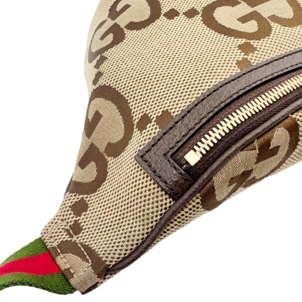 GUCCI Jumbo GG Canvas Leather Belt Bag Brown 696031