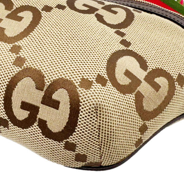 GUCCI Jumbo GG Canvas Leather Belt Bag Brown 696031