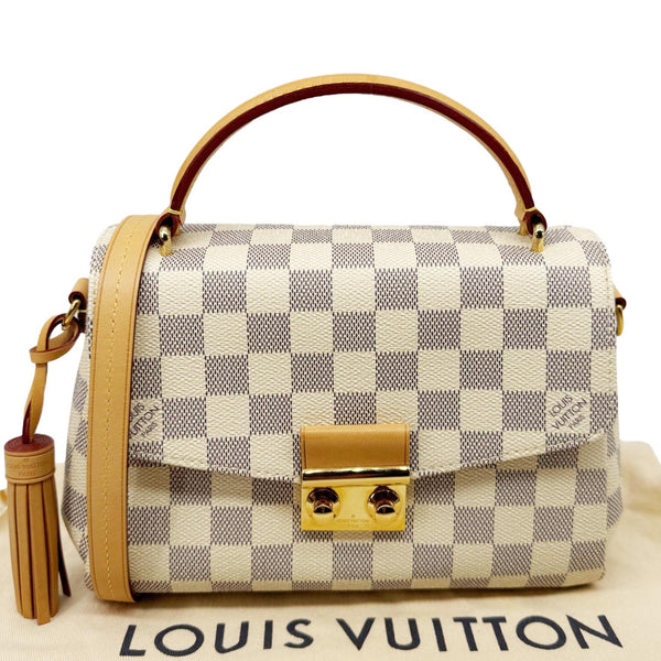 LOUIS VUITTON Croisette Damier Azur Satchel Crossbody Bag Rose Ballerine