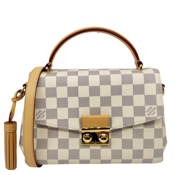 LOUIS VUITTON Croisette Damier Azur Satchel Crossbody Bag Rose Ballerine