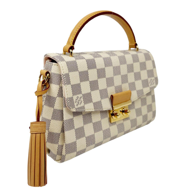 LOUIS VUITTON Croisette Damier Azur Satchel Crossbody Bag Rose Ballerine