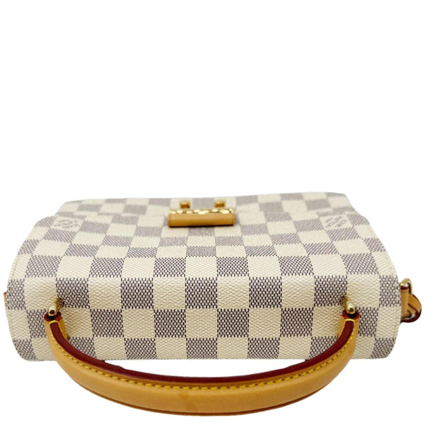 LOUIS VUITTON Croisette Damier Azur Satchel Crossbody Bag Rose Ballerine