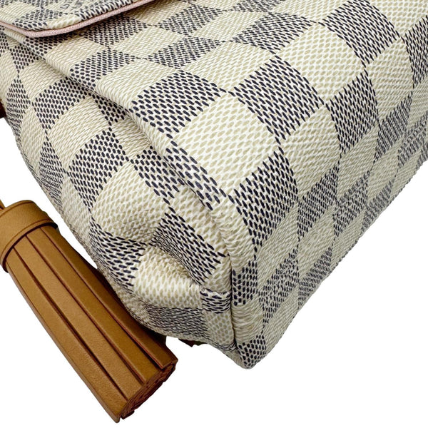 LOUIS VUITTON Croisette Damier Azur Satchel Crossbody Bag Rose Ballerine