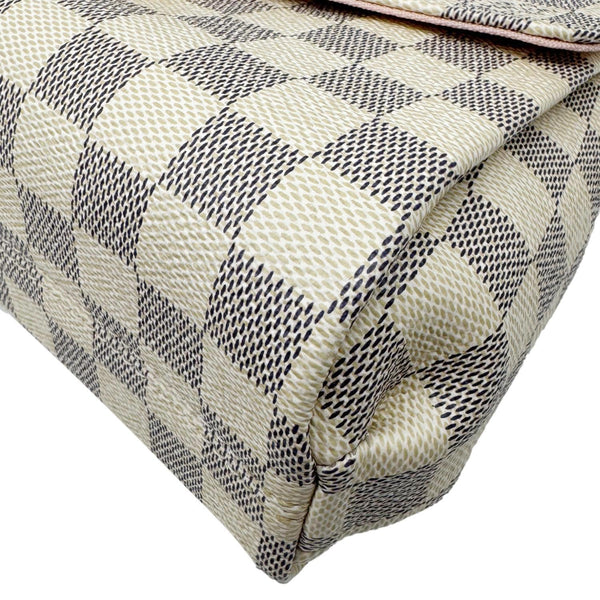 LOUIS VUITTON Croisette Damier Azur Satchel Crossbody Bag Rose Ballerine