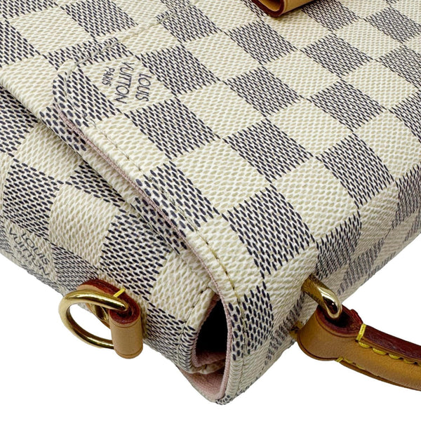 LOUIS VUITTON Croisette Damier Azur Satchel Crossbody Bag Rose Ballerine