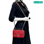 PRADA Diagramme Flap Calfskin Leather Chain Crossbody Bag Red