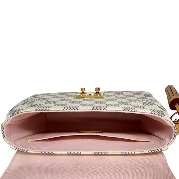 LOUIS VUITTON Croisette Damier Azur Satchel Crossbody Bag Rose Ballerine