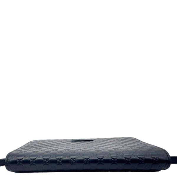 GUCCI GG Micro Leather Crossbody Wallet Black 466507