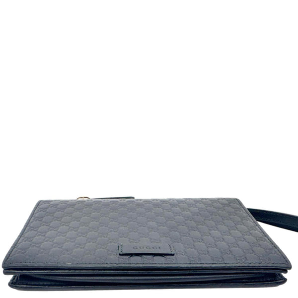 GUCCI GG Micro Leather Crossbody Wallet Black 466507