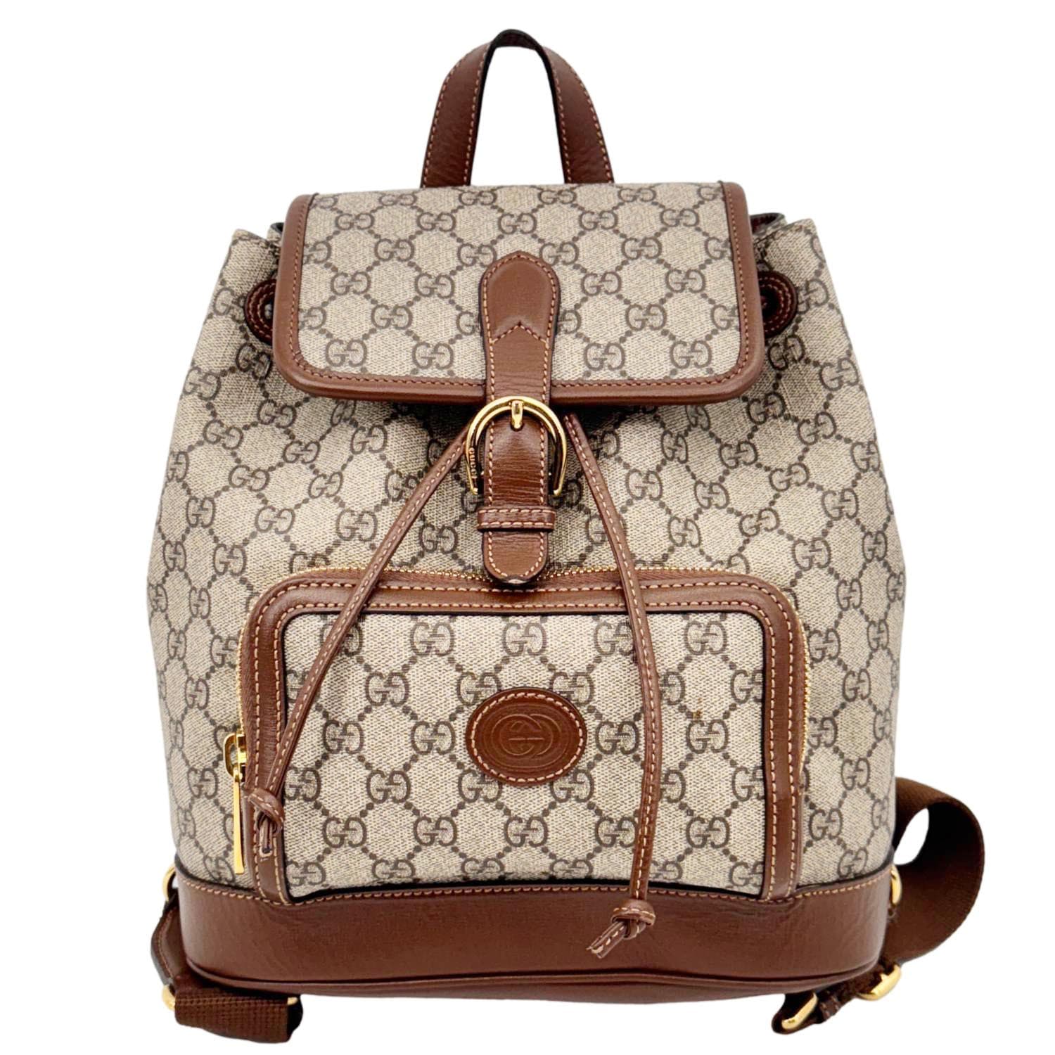GUCCI Interlocking G Supreme Canvas Backpack Brown 674147