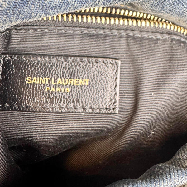 YVES SAINT LAURENT Loulou Puffer Quilted Denim Shoulder Bag Blue