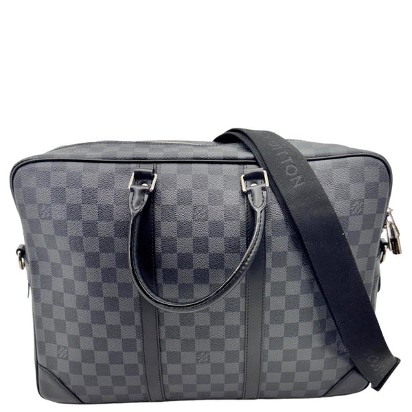 LOUIS VUITTON Porte Documents Voyage Damier Graphite Crossbody Bag Black