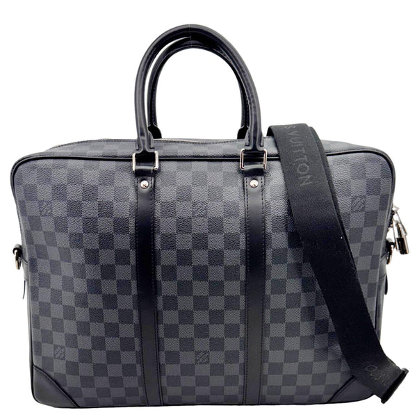 LOUIS VUITTON Porte Documents Voyage Damier Graphite Crossbody Bag Black