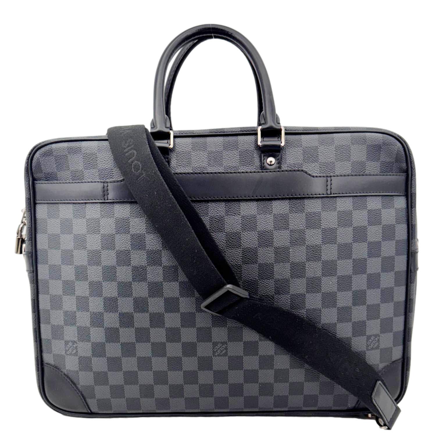 LOUIS VUITTON Porte Documents Voyage Damier Graphite Crossbody Bag Black