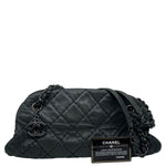 CHANEL Just Mademoiselle Small Bowling Quilted Leather Shoulder Bag Black