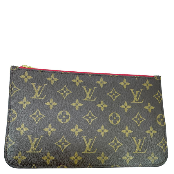 LOUIS VUITTON Neverfull Monogram Canvas Wristlet Pouch Brown