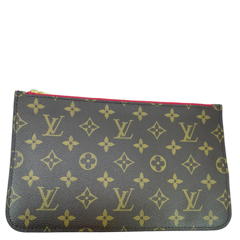 LOUIS VUITTON Neverfull Monogram Canvas Wristlet Pouch Brown