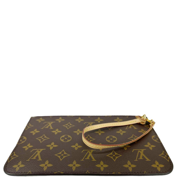 LOUIS VUITTON Neverfull Monogram Canvas Wristlet Pouch Brown