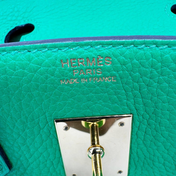 HERMES Birkin 30 Togo Leather Tote Bag Green