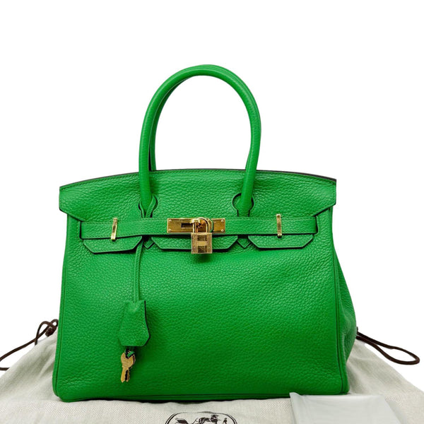 HERMES Birkin 30 Togo Leather Tote Bag Green