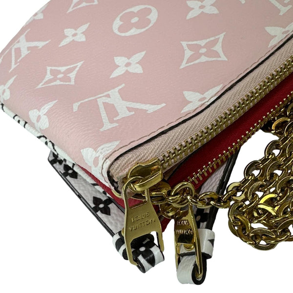 LOUIS VUITTON Double Zip Pochette Giant Monogram Jungle Crossbody Bag Red