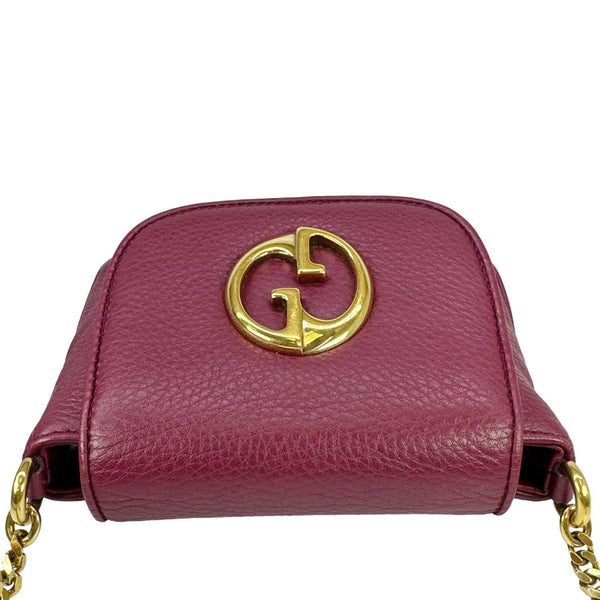 GUCCI 1973 Small Pebbled Leather Chain Crossbody Bag Burgundy 251821