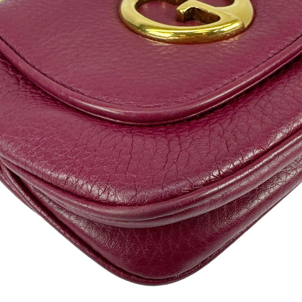GUCCI 1973 Small Pebbled Leather Chain Crossbody Bag Burgundy 251821