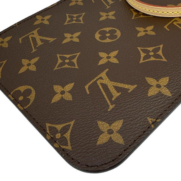 LOUIS VUITTON Neverfull Wristlet Monogram Canvas Pouch Brown