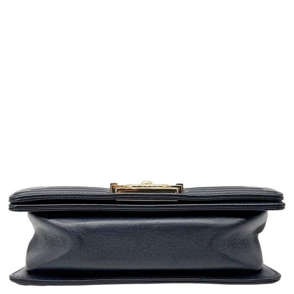 CHANEL Boy Small Braided Leather Shoulder Bag Navy Blue