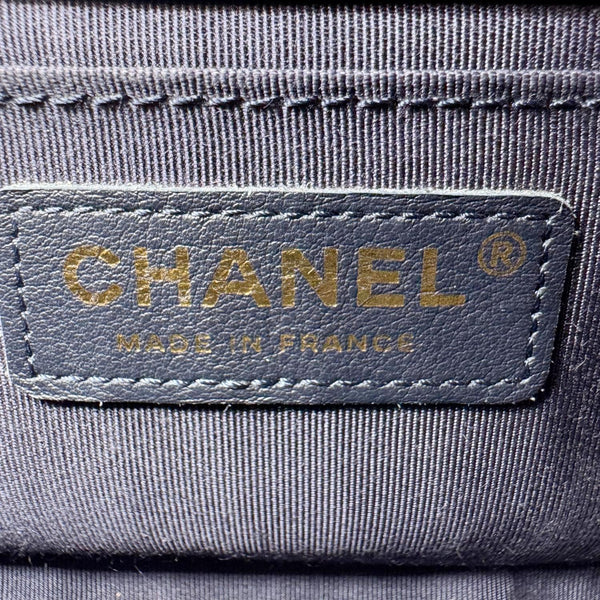 CHANEL Boy Small Braided Leather Shoulder Bag Navy Blue