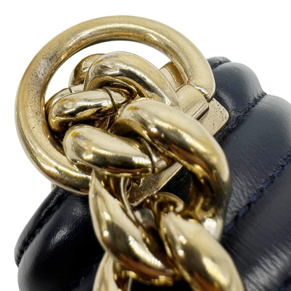 CHANEL Boy Small Braided Leather Shoulder Bag Navy Blue