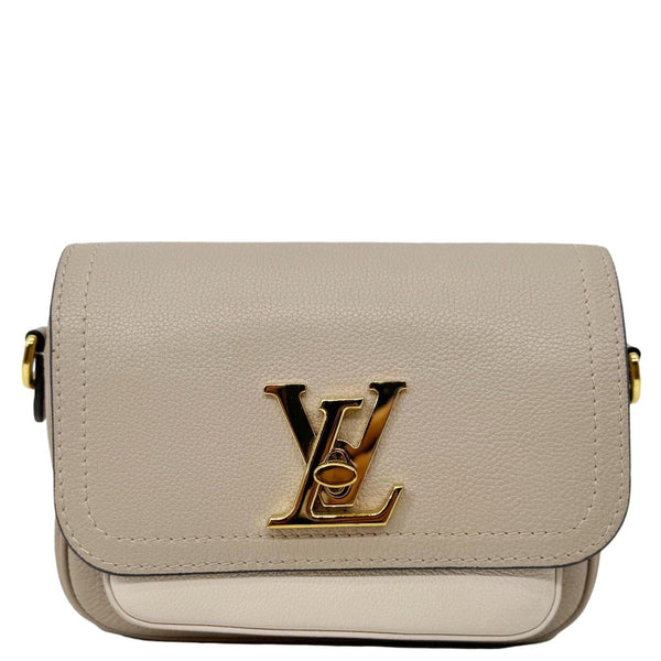 LOUIS VUITTON Lockme Tender Grained Calfskin Leather Shoulder Bag Greige
