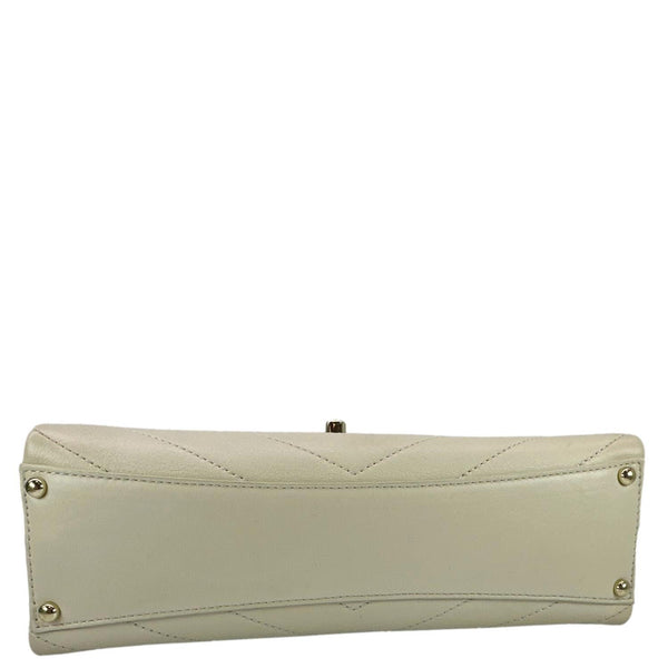 CHANEL Coco Flap Chevron Stitched Leather Shoulder Bag Beige