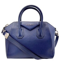GIVENCHY Antigona Leather Satchel Shoulder Bag Navy Blue