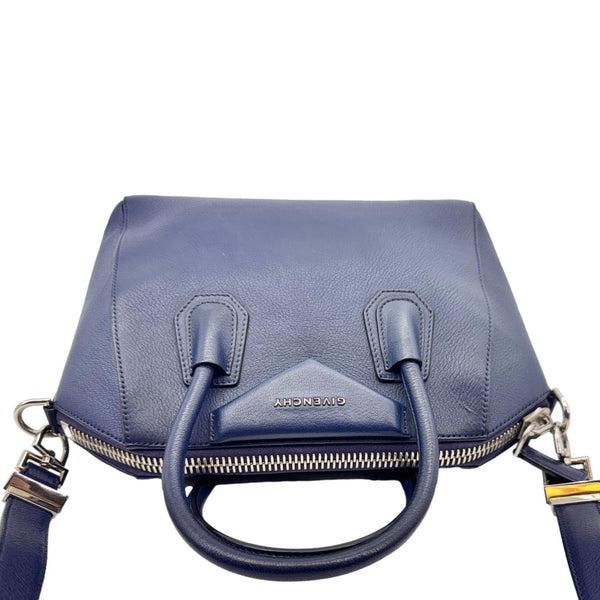 GIVENCHY Antigona Leather Satchel Shoulder Bag Navy Blue