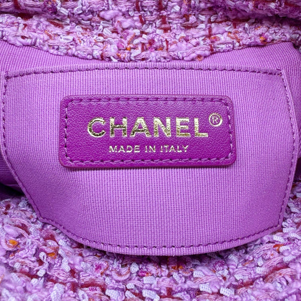 CHANEL Pending CC Tweed Enamel Drawstring Tote Bucket Bag Pink