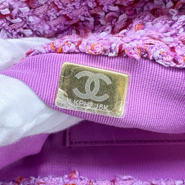 CHANEL Pending CC Tweed Enamel Drawstring Tote Bucket Bag Pink