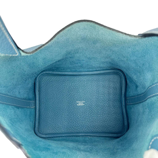 HERMES Picotin Lock 18 Taurillon Clemence Leather Hobo Bag Blue