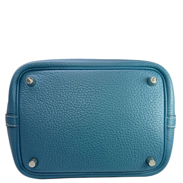 HERMES Picotin Lock 18 Taurillon Clemence Leather Hobo Bag Blue