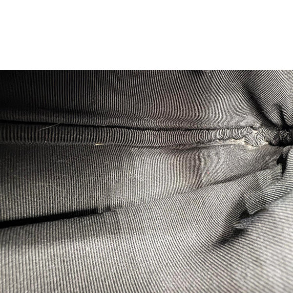 CHANEL O Clutch Chevron Leather Clutch Bag Black