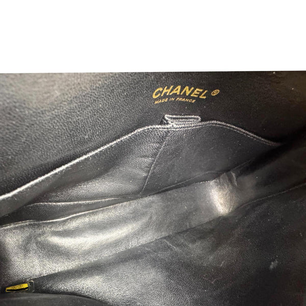 CHANEL Classic Double Flap Quilted Caviar Leather Shoulder Bag Black