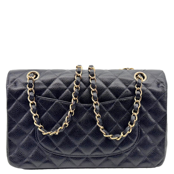 CHANEL Classic Double Flap Quilted Caviar Leather Shoulder Bag Black