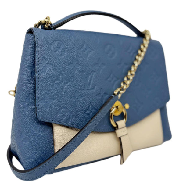 LOUIS VUITTON Blanche BB Monogram Empreinte Leather Shoulder Bag Blue