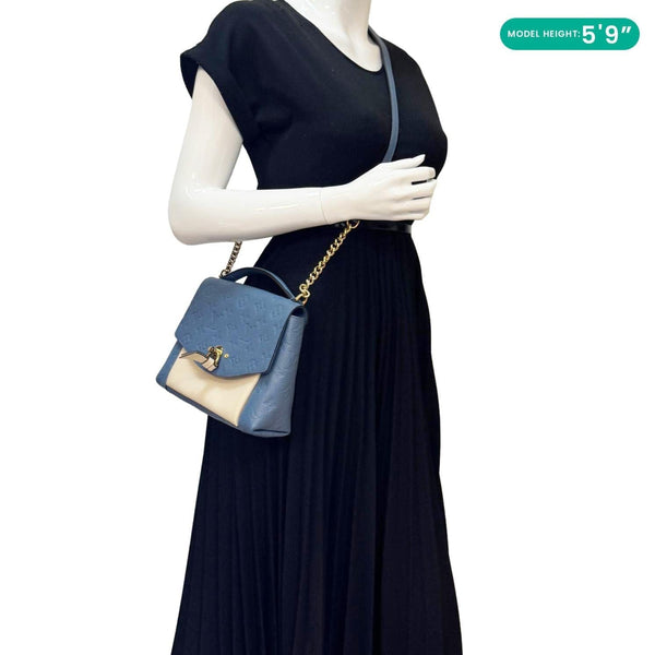 LOUIS VUITTON Blanche BB Monogram Empreinte Leather Shoulder Bag Blue